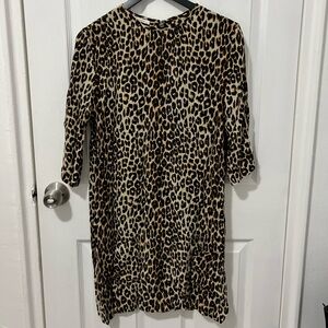 Equipment Women’s Aubrey Leopard Silk Mini Sheath Dress Large